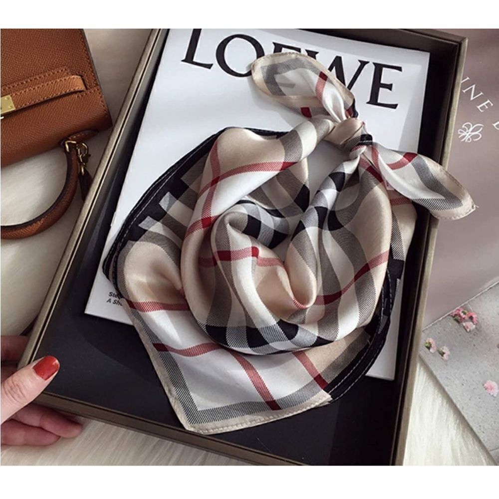 Plaid Mulberry Silk Neck Scarf